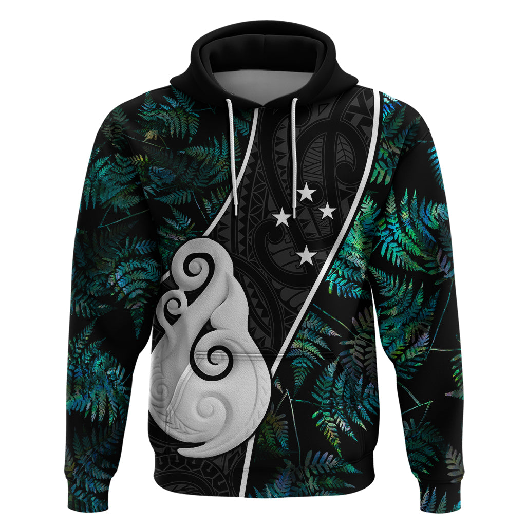 Personalised New Zealand Hoodie Paua Shell Maori Manaia with Silver Ferns LT7 - Vibe Hoodie Shop