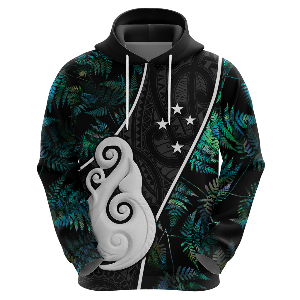 Personalised New Zealand Hoodie Paua Shell Maori Manaia with Silver Ferns LT7 - Vibe Hoodie Shop