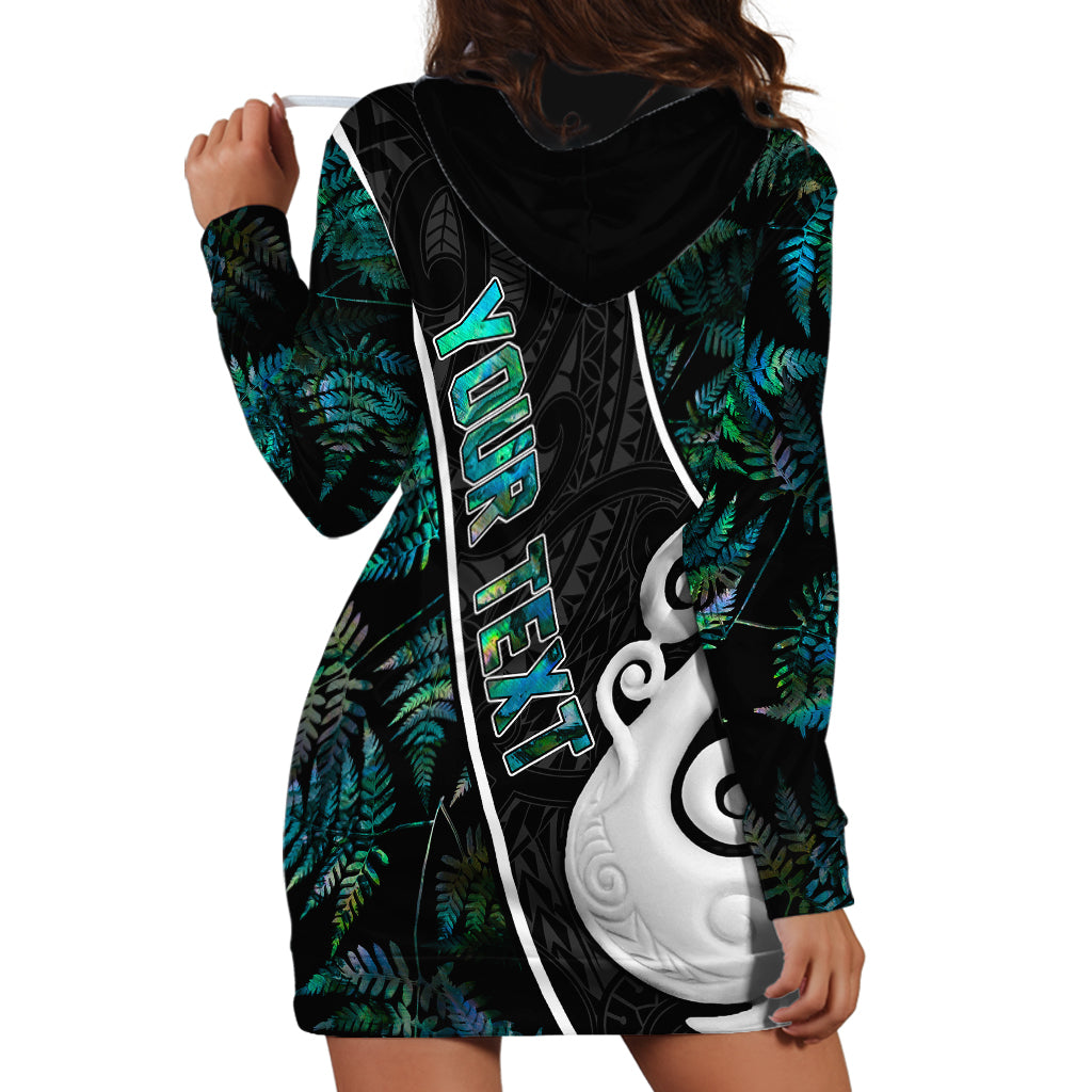 Personalised New Zealand Hoodie Dress Paua Shell Maori Manaia with Silver Ferns - Vibe Hoodie Shop