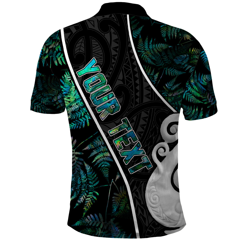 Personalised New Zealand Polo Shirt Paua Shell Maori Manaia with Silver Ferns - Vibe Hoodie Shop