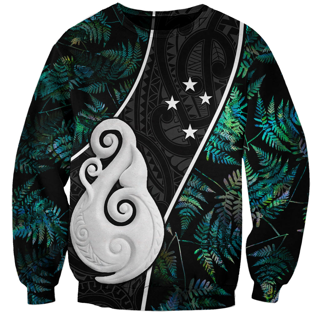 Personalised New Zealand Sweatshirt Paua Shell Maori Manaia with Silver Ferns - Vibe Hoodie Shop