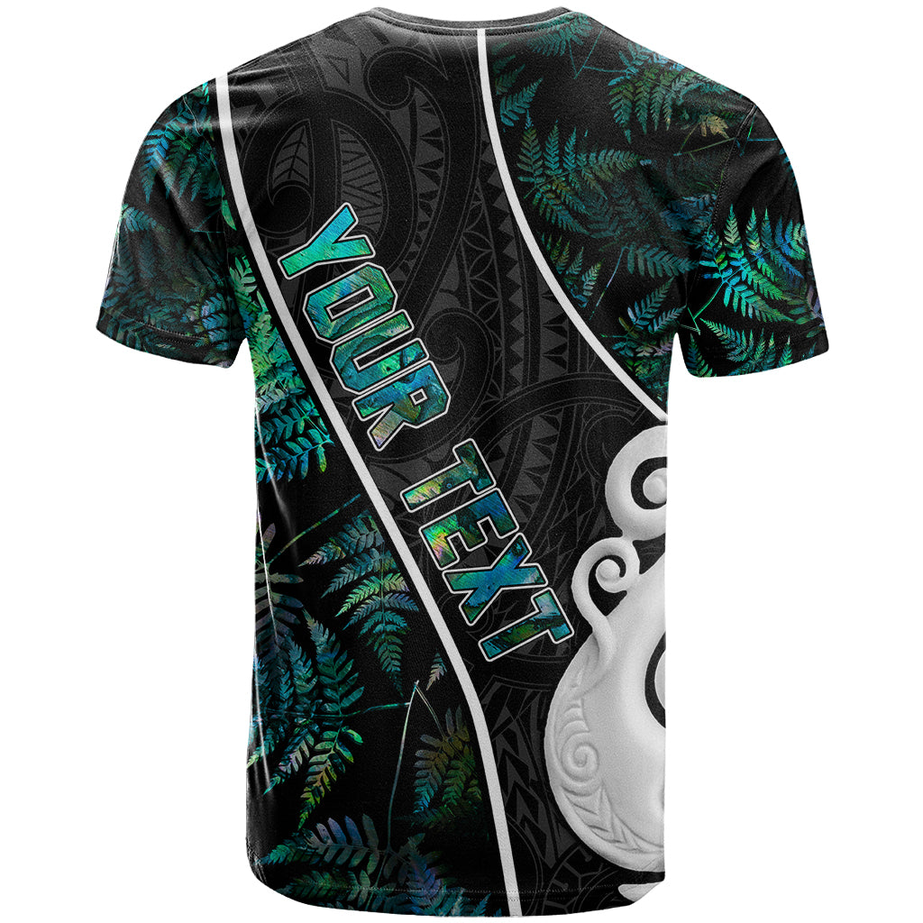 Personalised New Zealand T Shirt Paua Shell Maori Manaia with Silver Ferns - Vibe Hoodie Shop