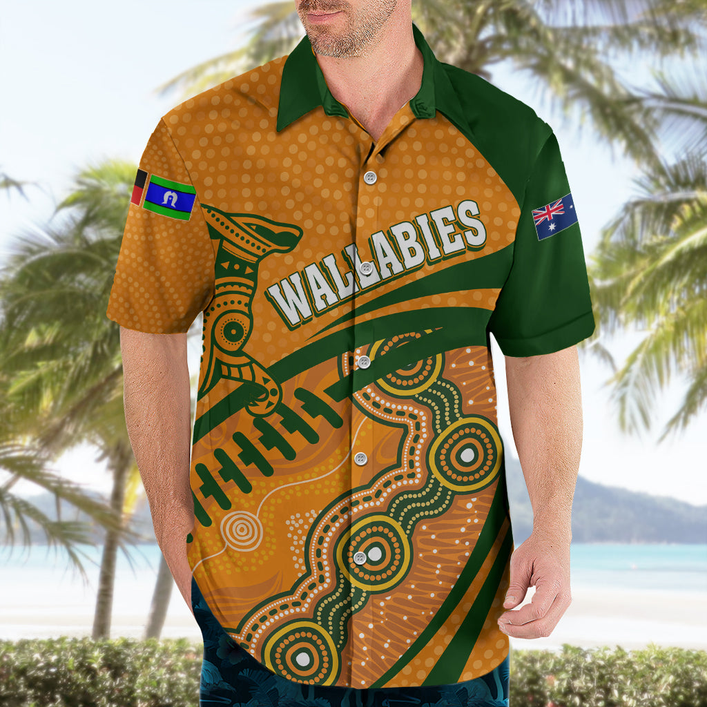 Personalised Aussie Wallabies Hawaiian Shirt Rugby World Cup Indigenous - Vibe Hoodie Shop