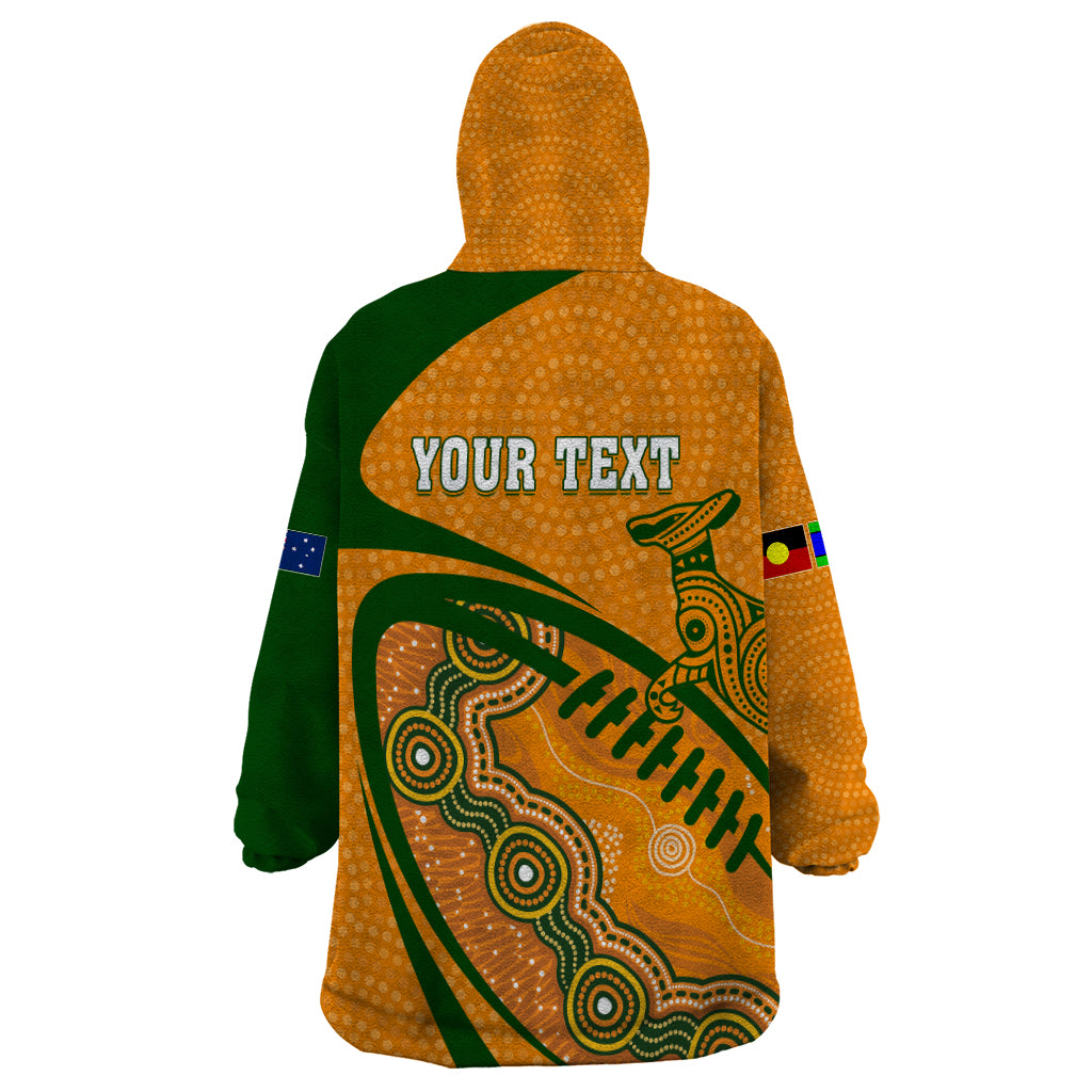 Personalised Aussie Wallabies Wearable Blanket Hoodie Rugby World Cup Indigenous - Vibe Hoodie Shop