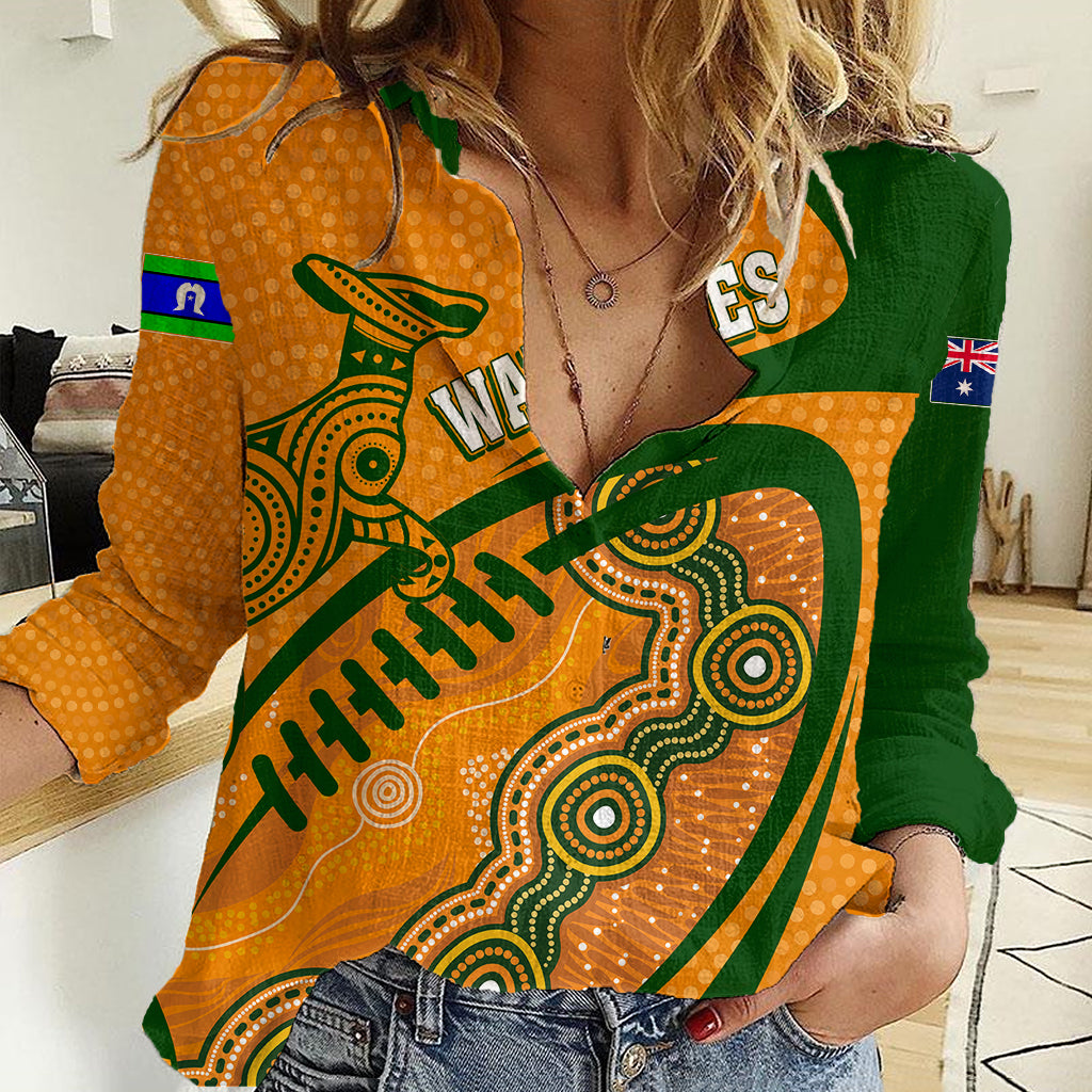 Personalised Aussie Wallabies Women Casual Shirt Rugby World Cup Indigenous - Vibe Hoodie Shop