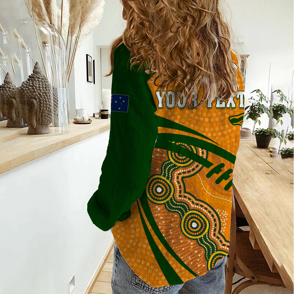 Personalised Aussie Wallabies Women Casual Shirt Rugby World Cup Indigenous - Vibe Hoodie Shop