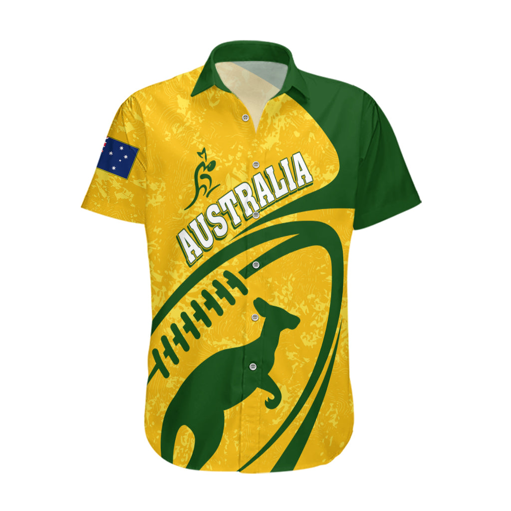 Personalised Aussie Wallabies Hawaiian Shirt Rugby World Cup Sporty Dynamic - Vibe Hoodie Shop