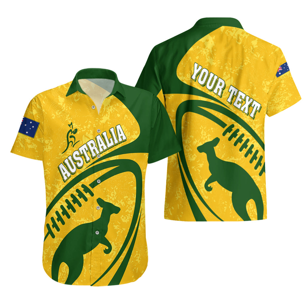 Personalised Aussie Wallabies Hawaiian Shirt Rugby World Cup Sporty Dynamic - Vibe Hoodie Shop