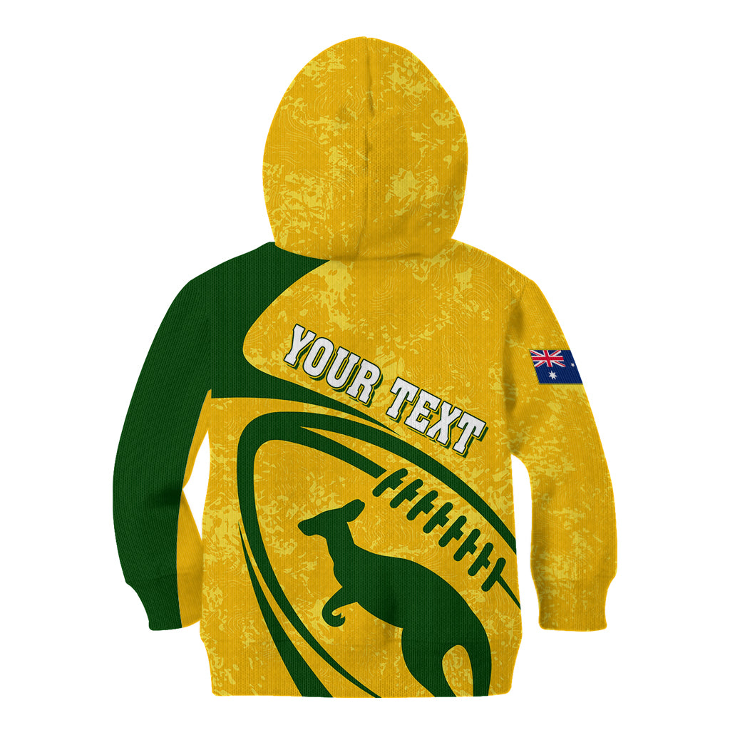 Personalised Aussie Wallabies Kid Hoodie Rugby World Cup Sporty Dynamic - Vibe Hoodie Shop