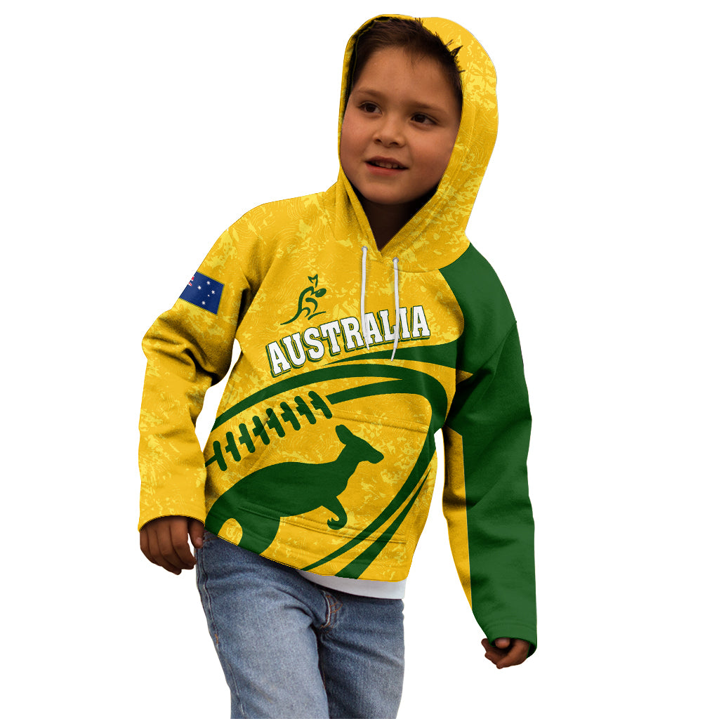 Personalised Aussie Wallabies Kid Hoodie Rugby World Cup Sporty Dynamic - Vibe Hoodie Shop