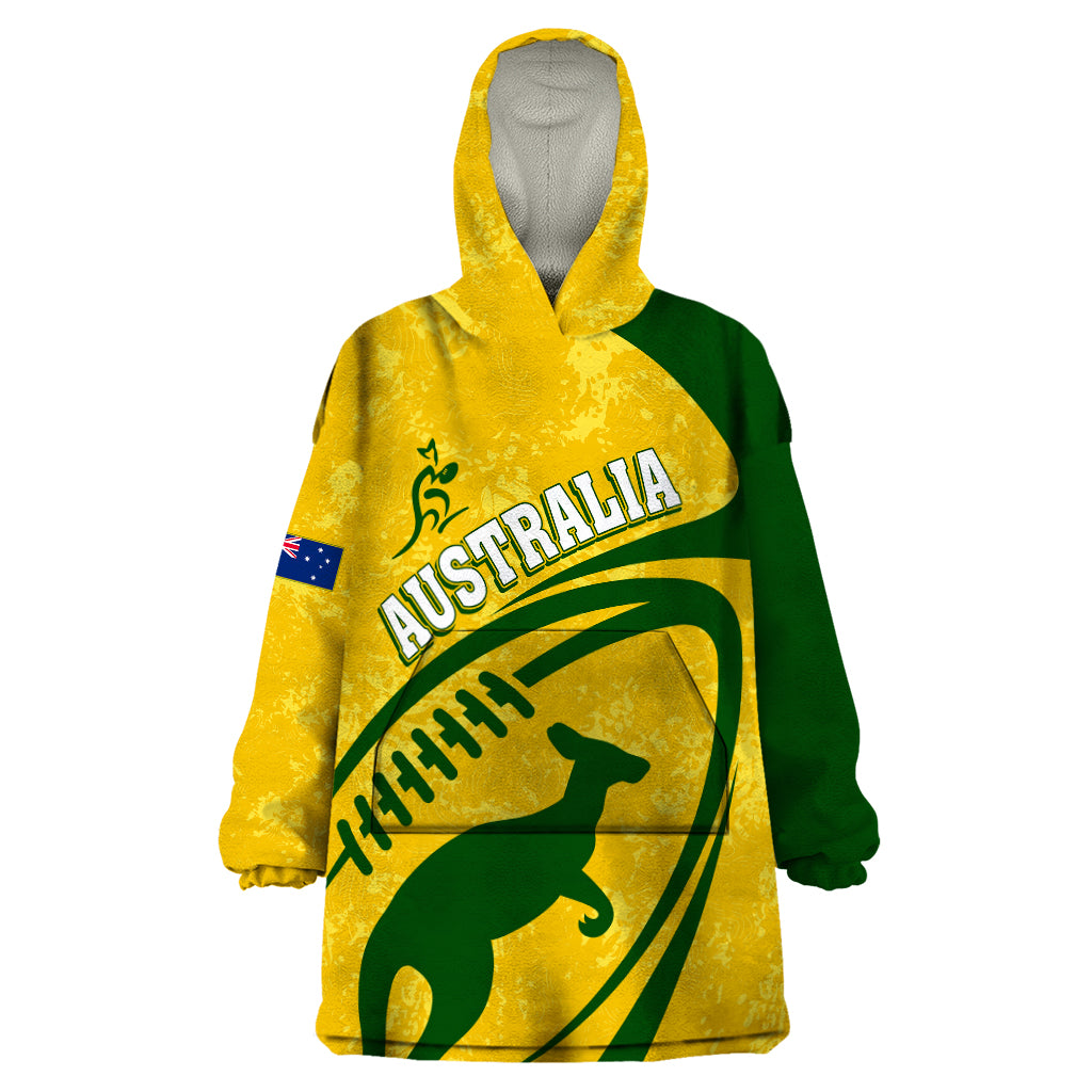 Personalised Aussie Wallabies Wearable Blanket Hoodie Rugby World Cup Sporty Dynamic - Vibe Hoodie Shop