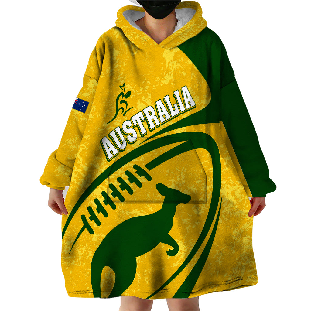 Personalised Aussie Wallabies Wearable Blanket Hoodie Rugby World Cup Sporty Dynamic - Vibe Hoodie Shop