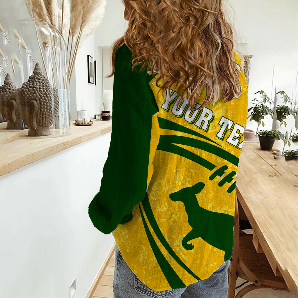 Personalised Aussie Wallabies Women Casual Shirt Rugby World Cup Sporty Dynamic - Vibe Hoodie Shop