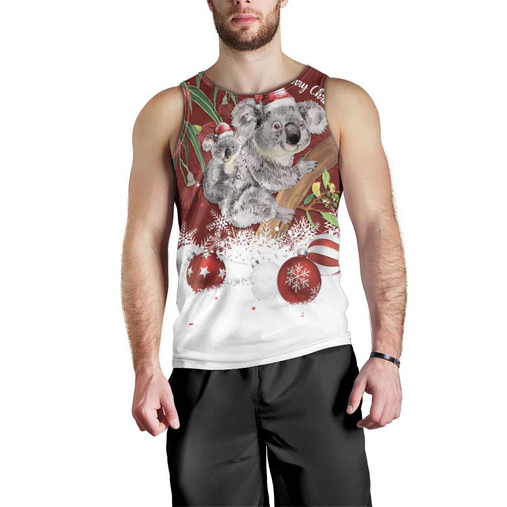 Personalised Aussie Christmas Men Tank Top Mom & Baby Koala - Vibe Hoodie Shop