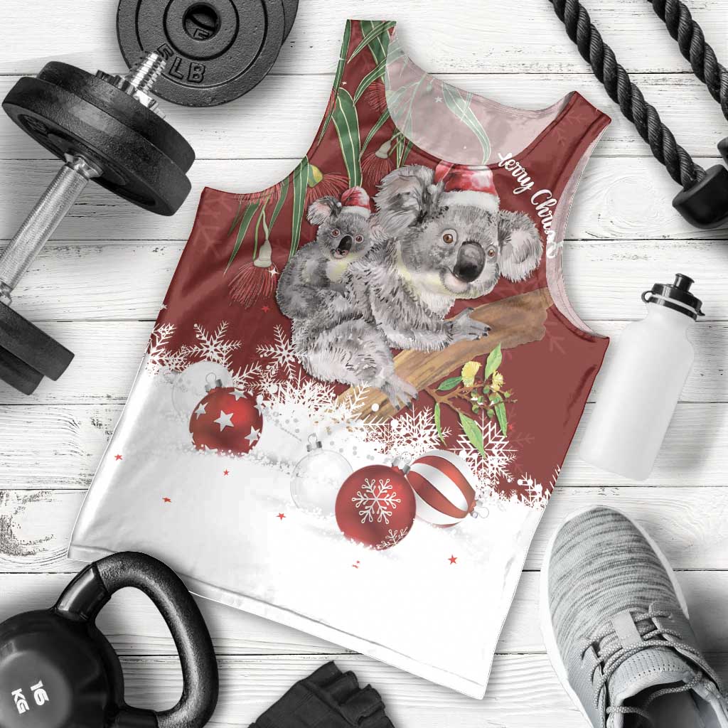Personalised Aussie Christmas Men Tank Top Mom & Baby Koala - Vibe Hoodie Shop