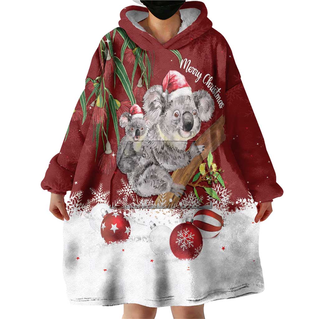 Personalised Aussie Christmas Wearable Blanket Hoodie Mom & Baby Koala - Vibe Hoodie Shop