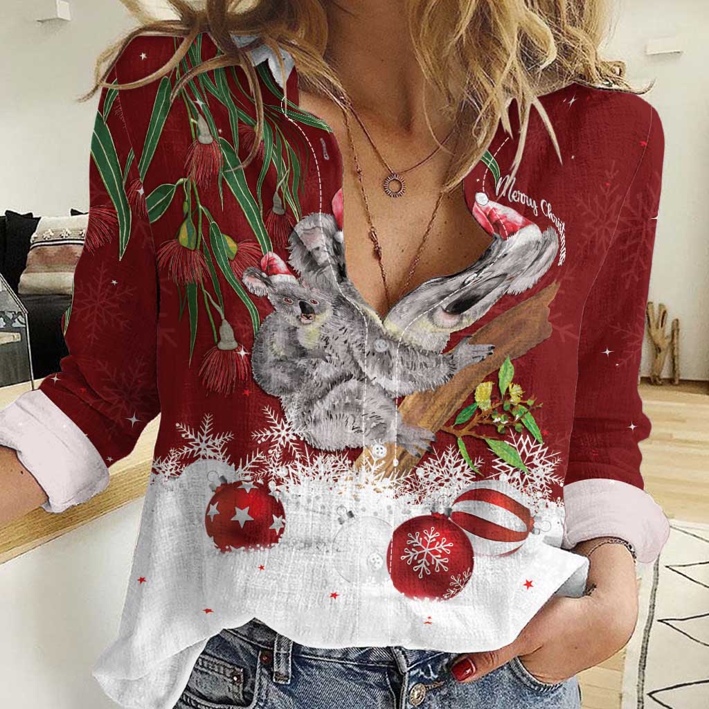 Personalised Aussie Christmas Women Casual Shirt Mom & Baby Koala - Vibe Hoodie Shop