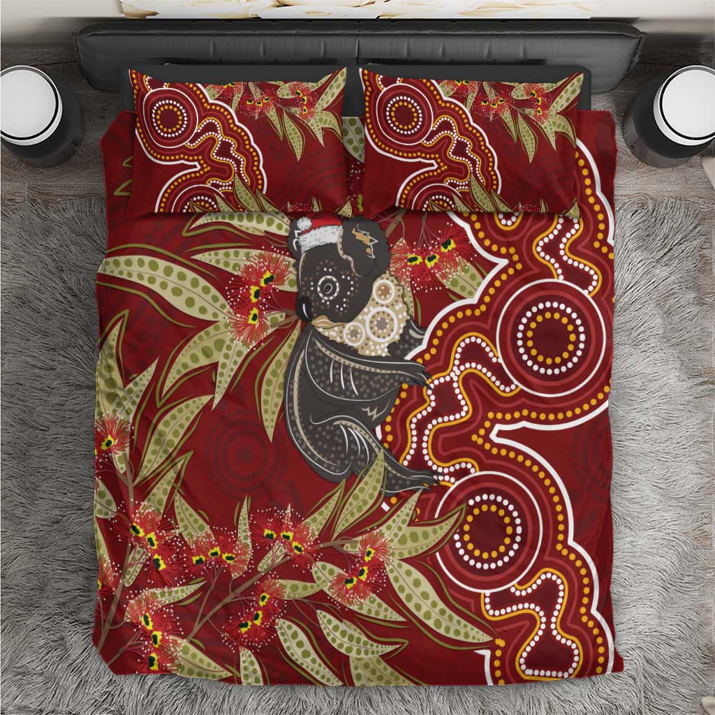 Australia Santa Koala Bedding Set Aboriginal Style - Vibe Hoodie Shop