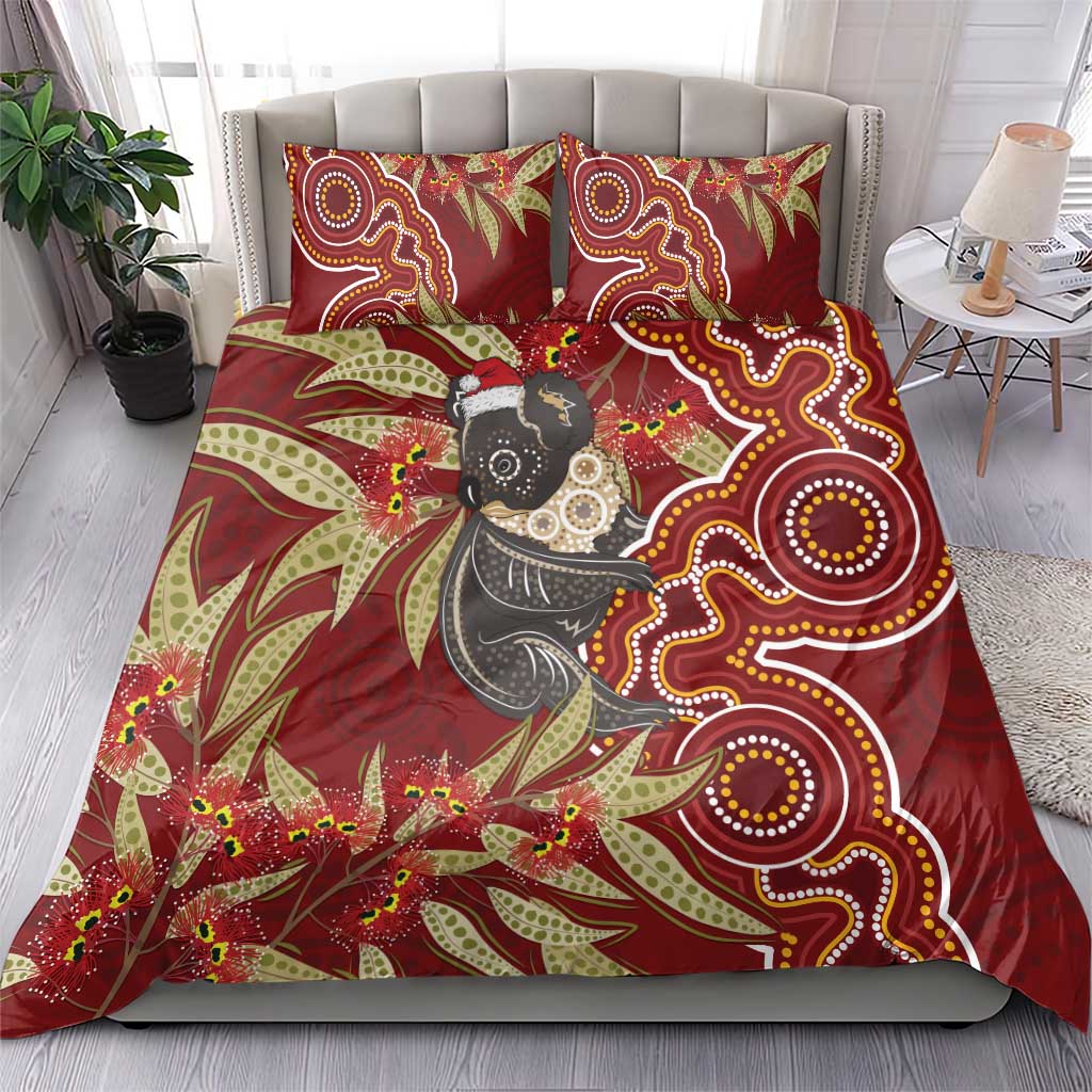Australia Santa Koala Bedding Set Aboriginal Style - Vibe Hoodie Shop