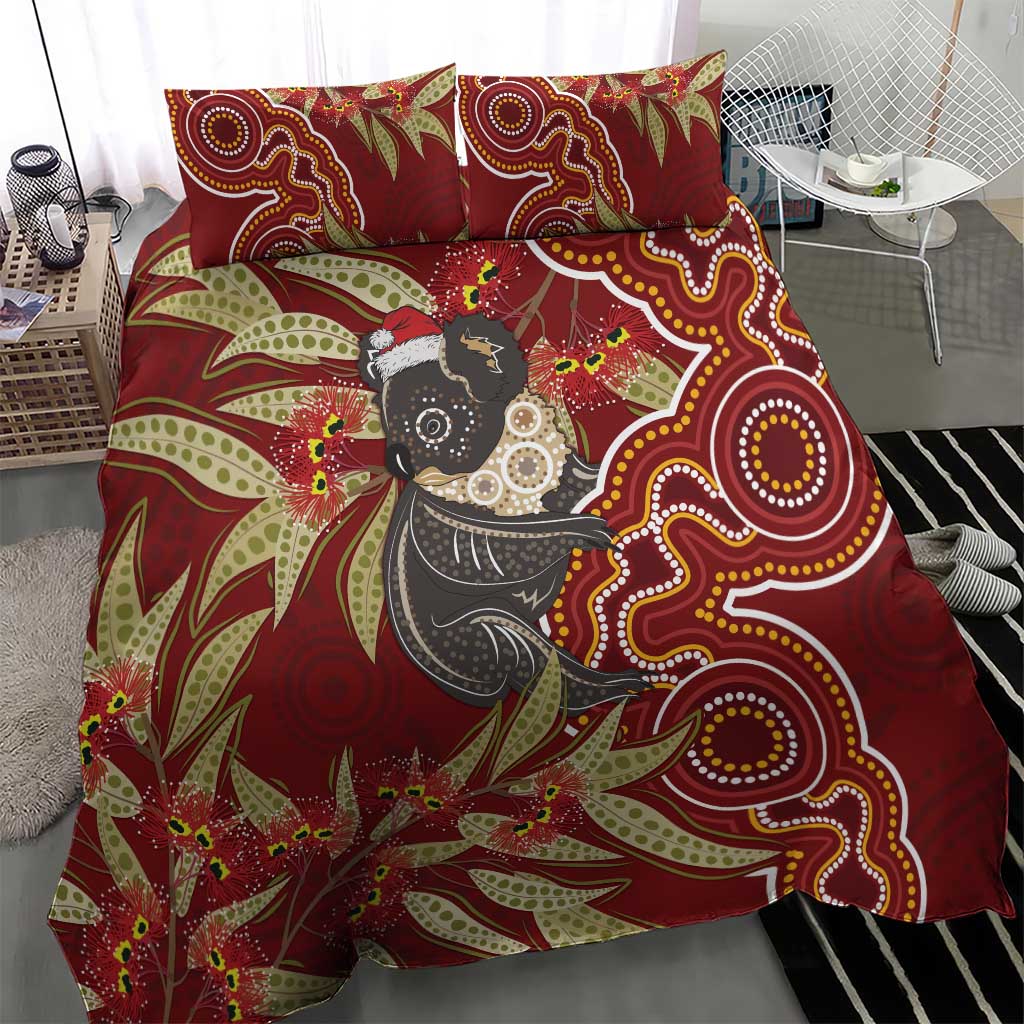 Australia Santa Koala Bedding Set Aboriginal Style - Vibe Hoodie Shop