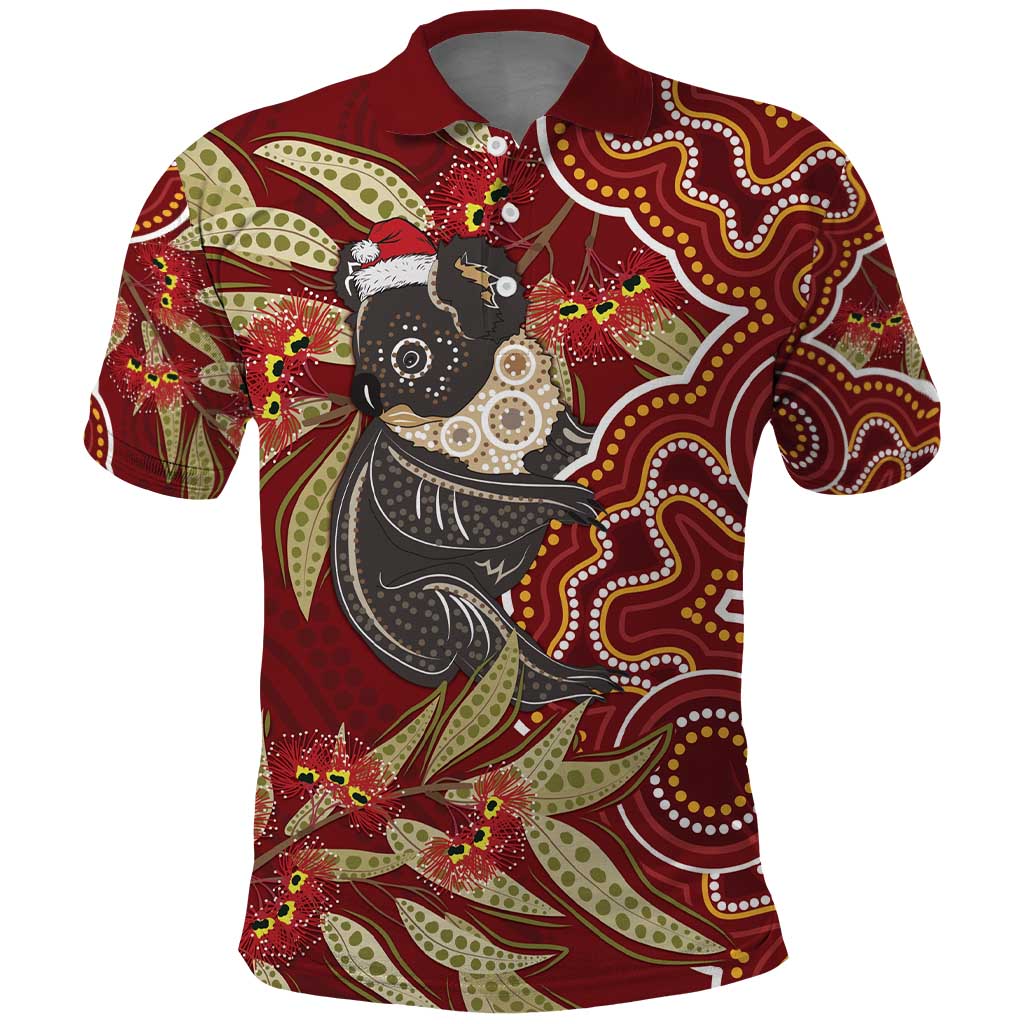 Australia Santa Koala Polo Shirt Aboriginal Style - Vibe Hoodie Shop