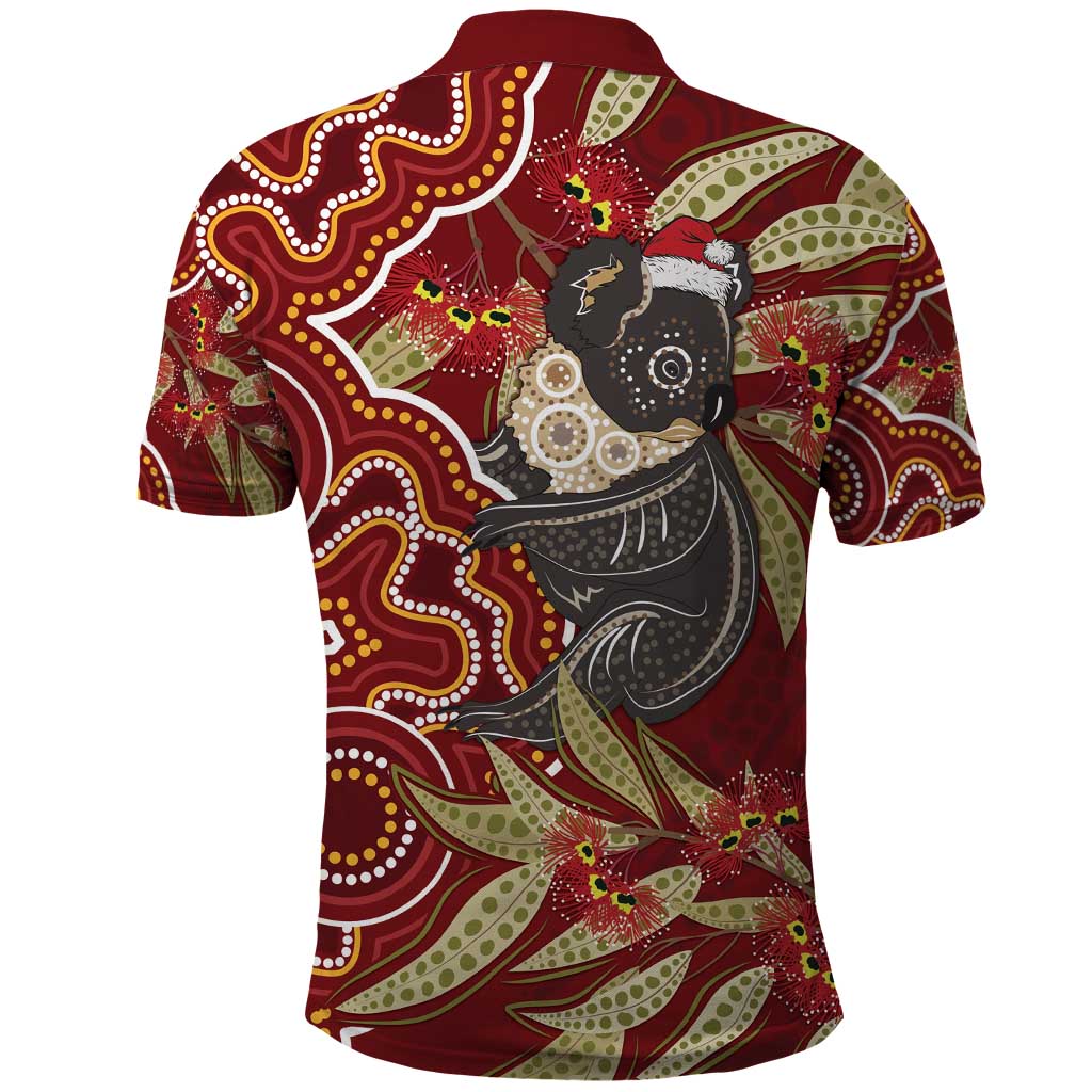 Australia Santa Koala Polo Shirt Aboriginal Style - Vibe Hoodie Shop