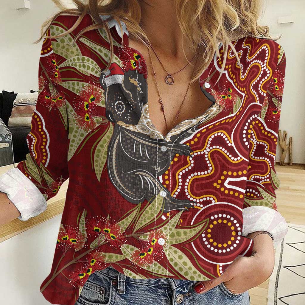 Australia Santa Koala Women Casual Shirt Aboriginal Style - Vibe Hoodie Shop