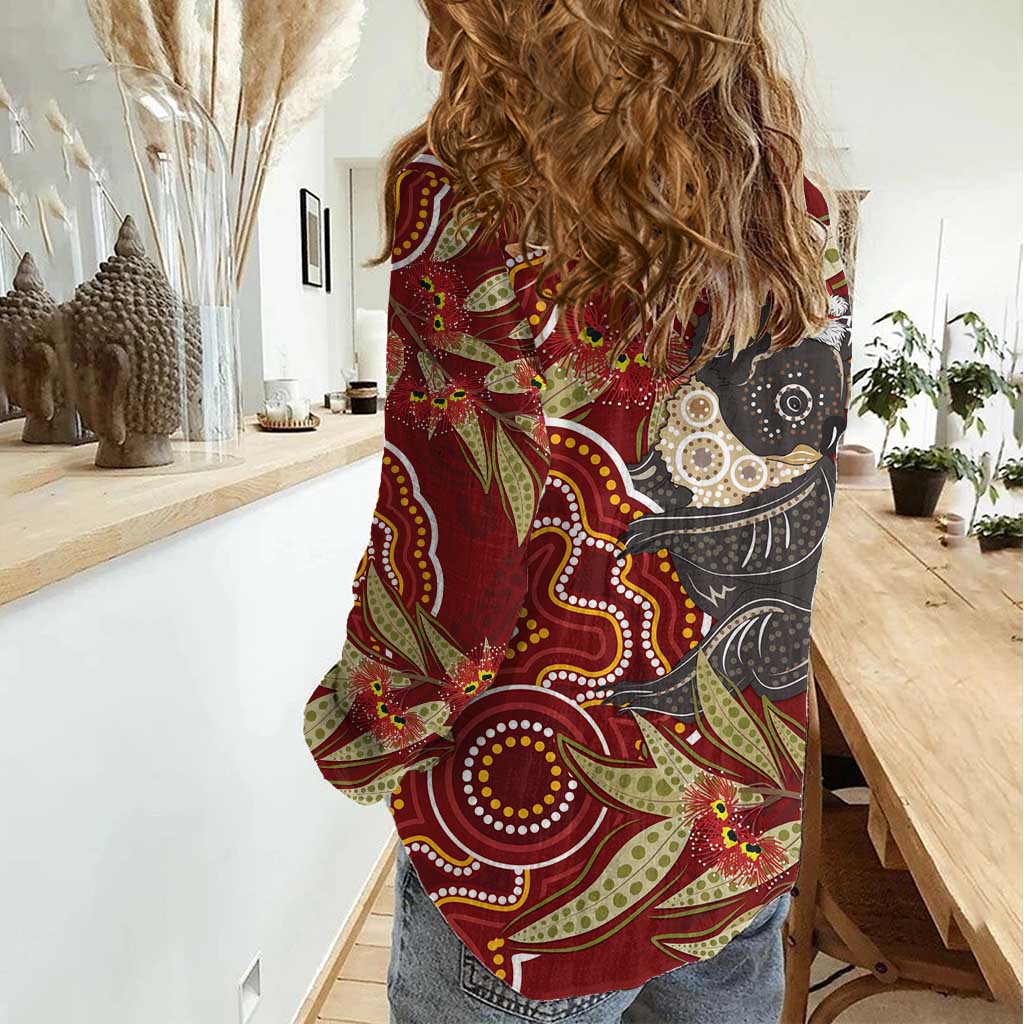 Australia Santa Koala Women Casual Shirt Aboriginal Style - Vibe Hoodie Shop