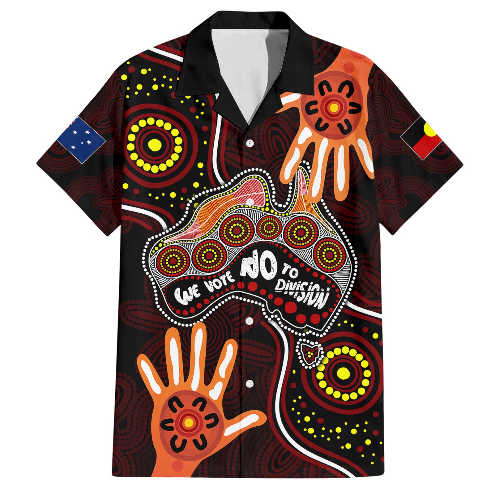 australia-indigenous-family-matching-short-sleeve-bodycon-dress-and-hawaiian-shirt-we-vote-no-to-division-aboriginal-map