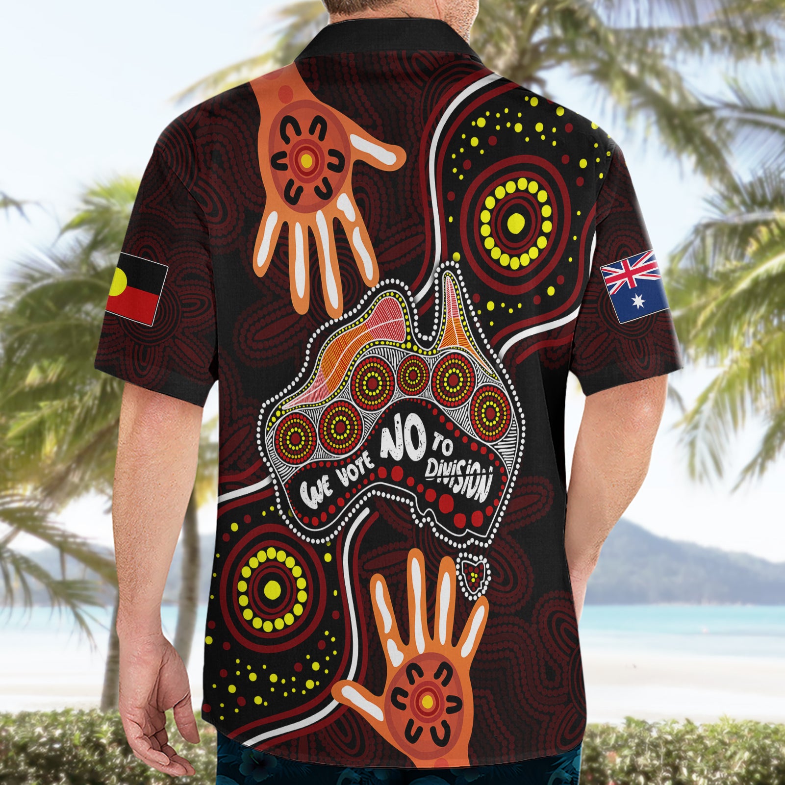 Australia Indigenous Hawaiian Shirt We Vote NO To Division Aboriginal Map - Vibe Hoodie Shop