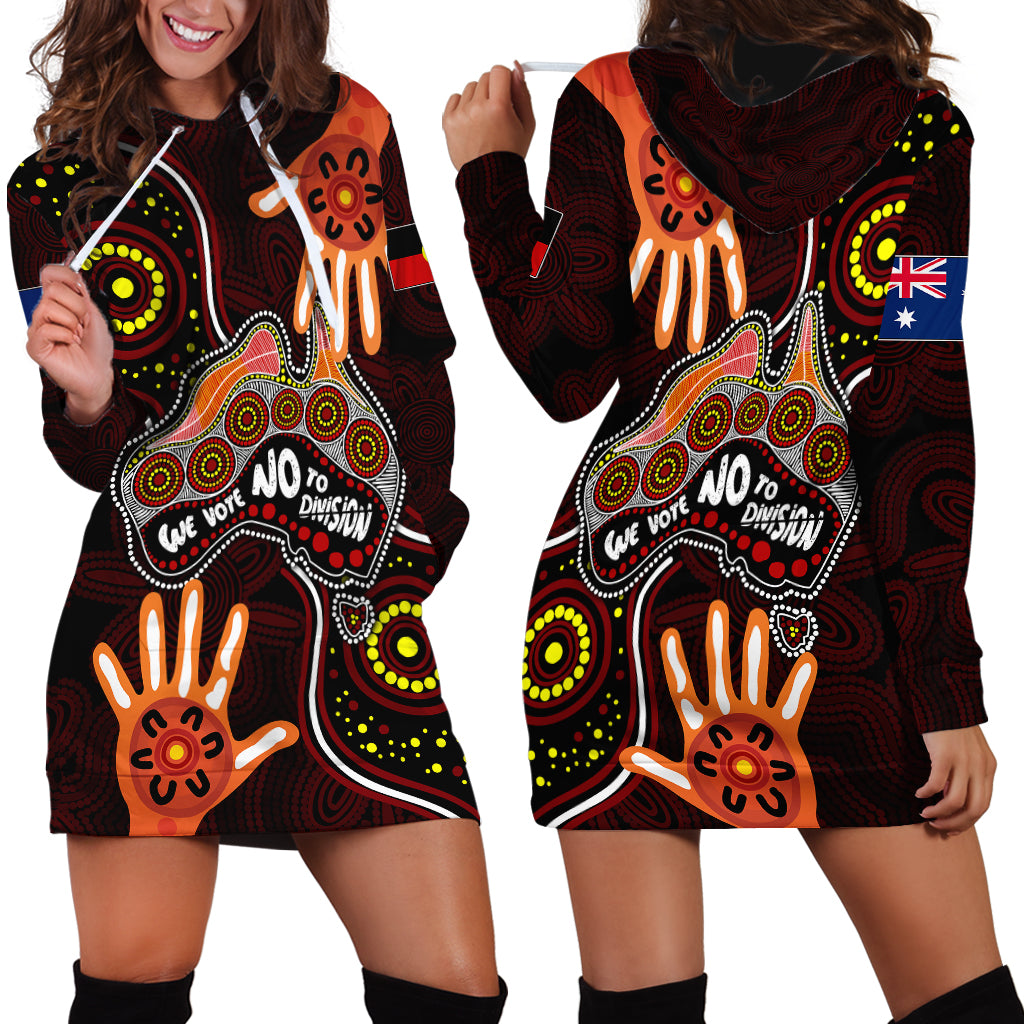 Australia Indigenous Hoodie Dress We Vote NO To Division Aboriginal Map - Vibe Hoodie Shop