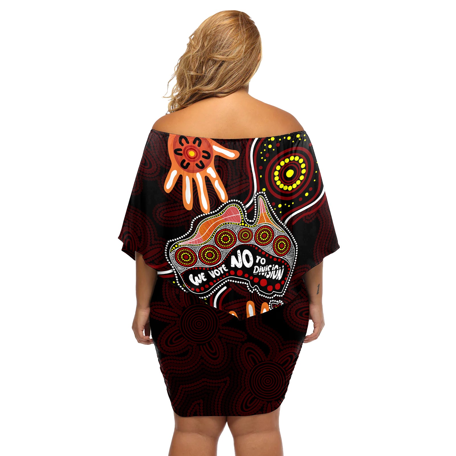 australia-indigenous-off-shoulder-short-dress-we-vote-no-to-division-aboriginal-map