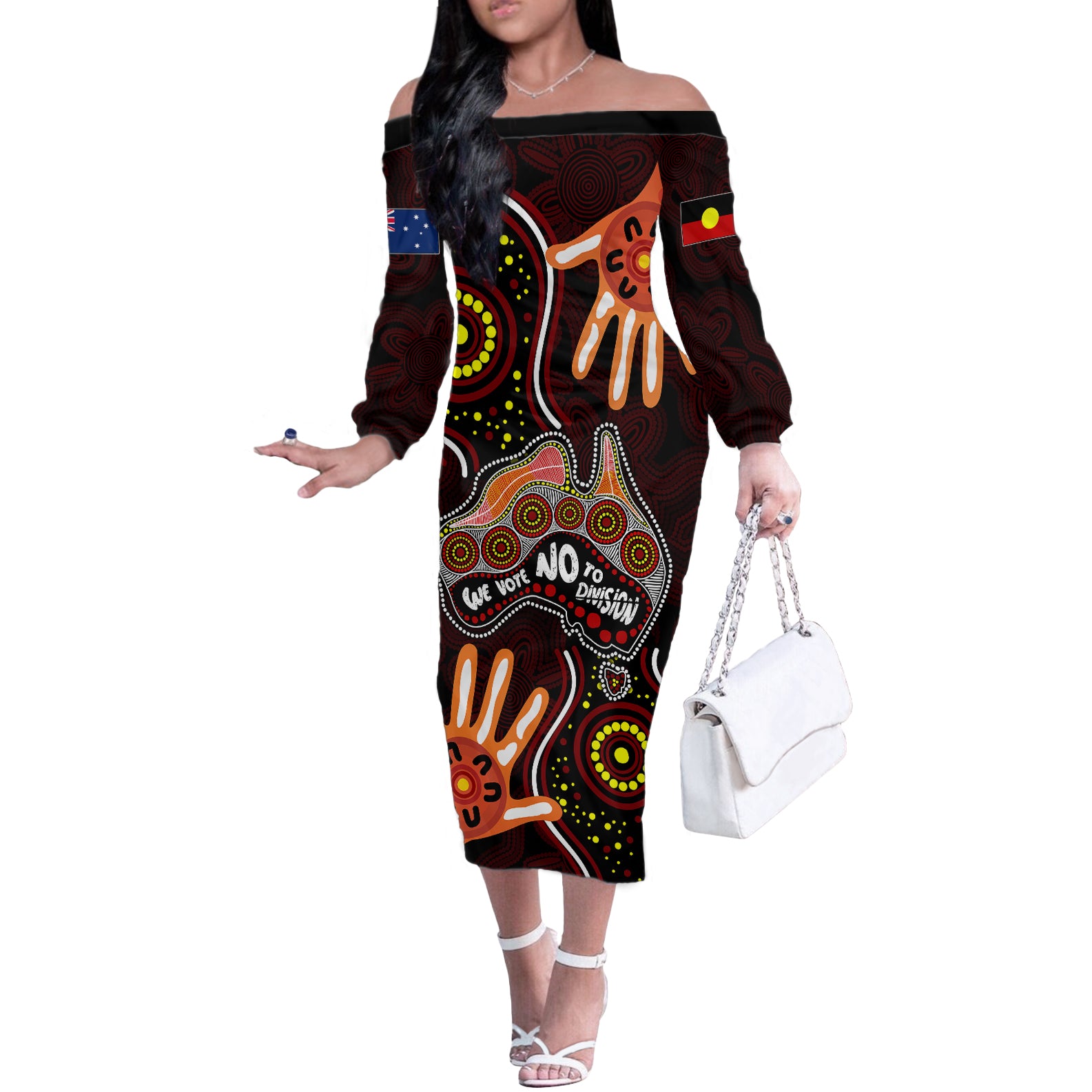 australia-indigenous-off-the-shoulder-long-sleeve-dress-we-vote-no-to-division-aboriginal-map