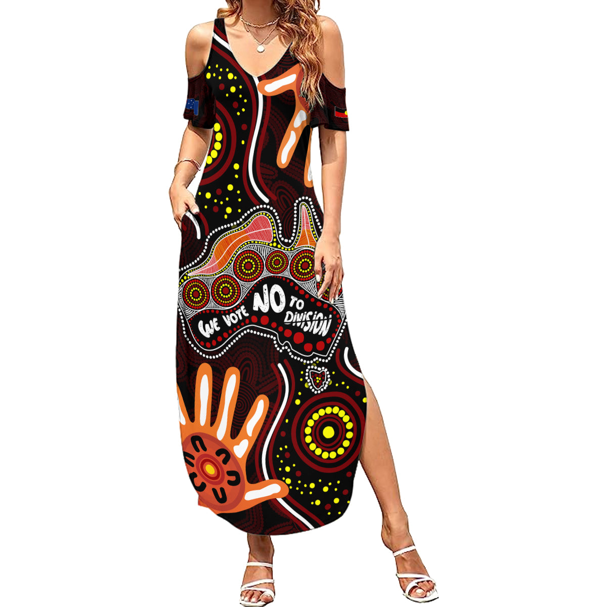 australia-indigenous-summer-maxi-dress-we-vote-no-to-division-aboriginal-map