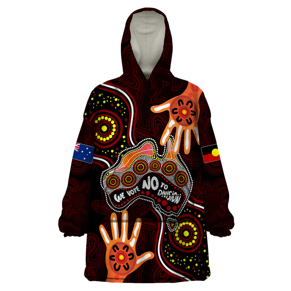 Australia Indigenous Wearable Blanket Hoodie We Vote NO To Division Aboriginal Map - Vibe Hoodie Shop