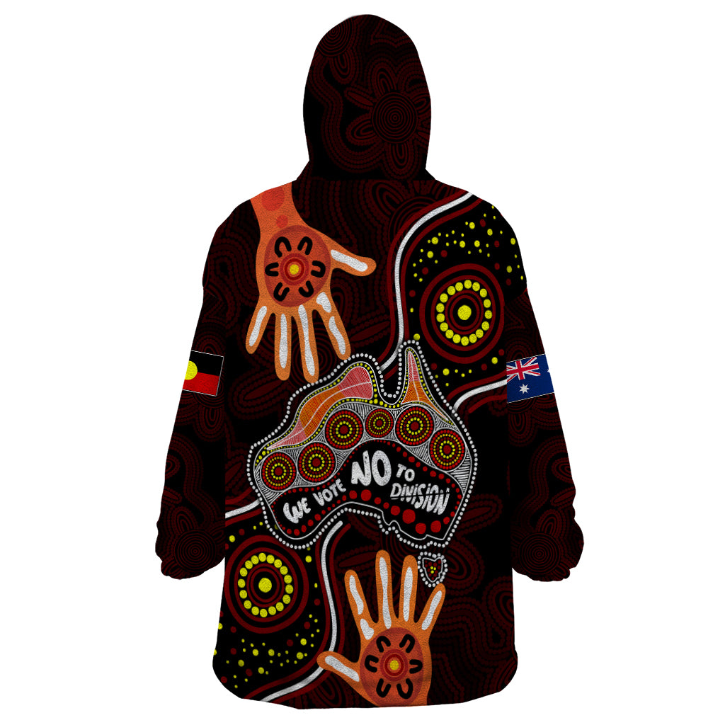 Australia Indigenous Wearable Blanket Hoodie We Vote NO To Division Aboriginal Map - Vibe Hoodie Shop