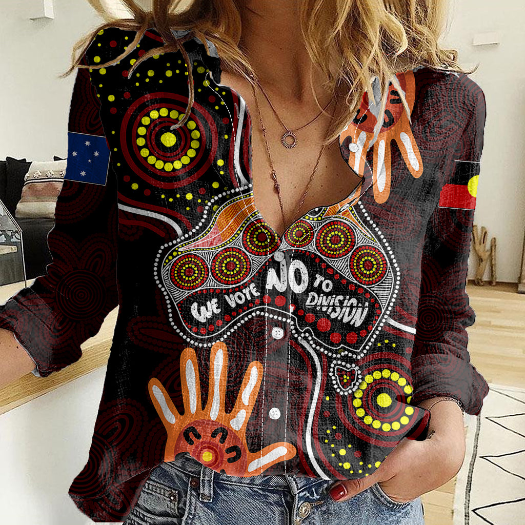 Australia Indigenous Women Casual Shirt We Vote NO To Division Aboriginal Map - Vibe Hoodie Shop