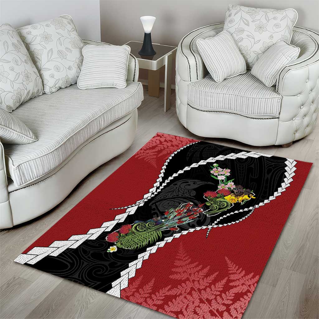 New Zealand Christmas Area Rug Flora Map with Birds - Vibe Hoodie