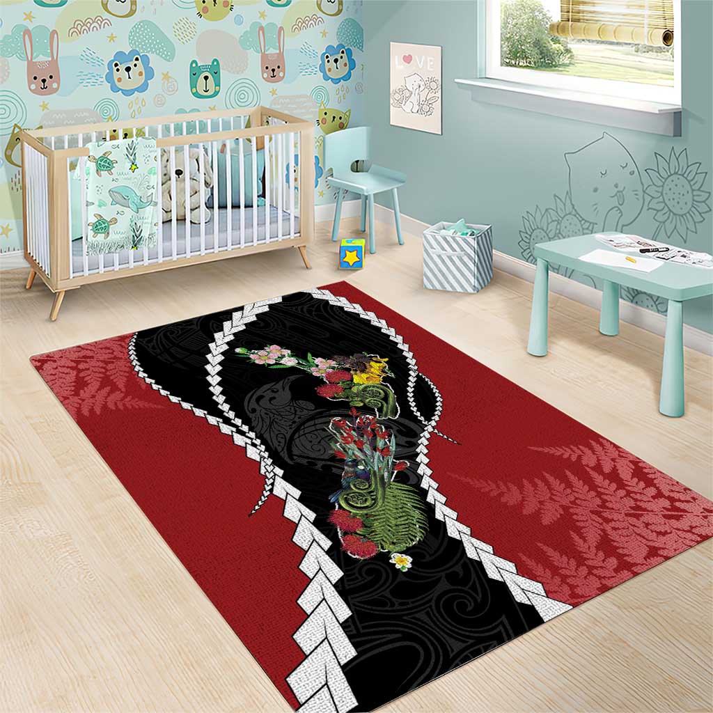 New Zealand Christmas Area Rug Flora Map with Birds - Vibe Hoodie