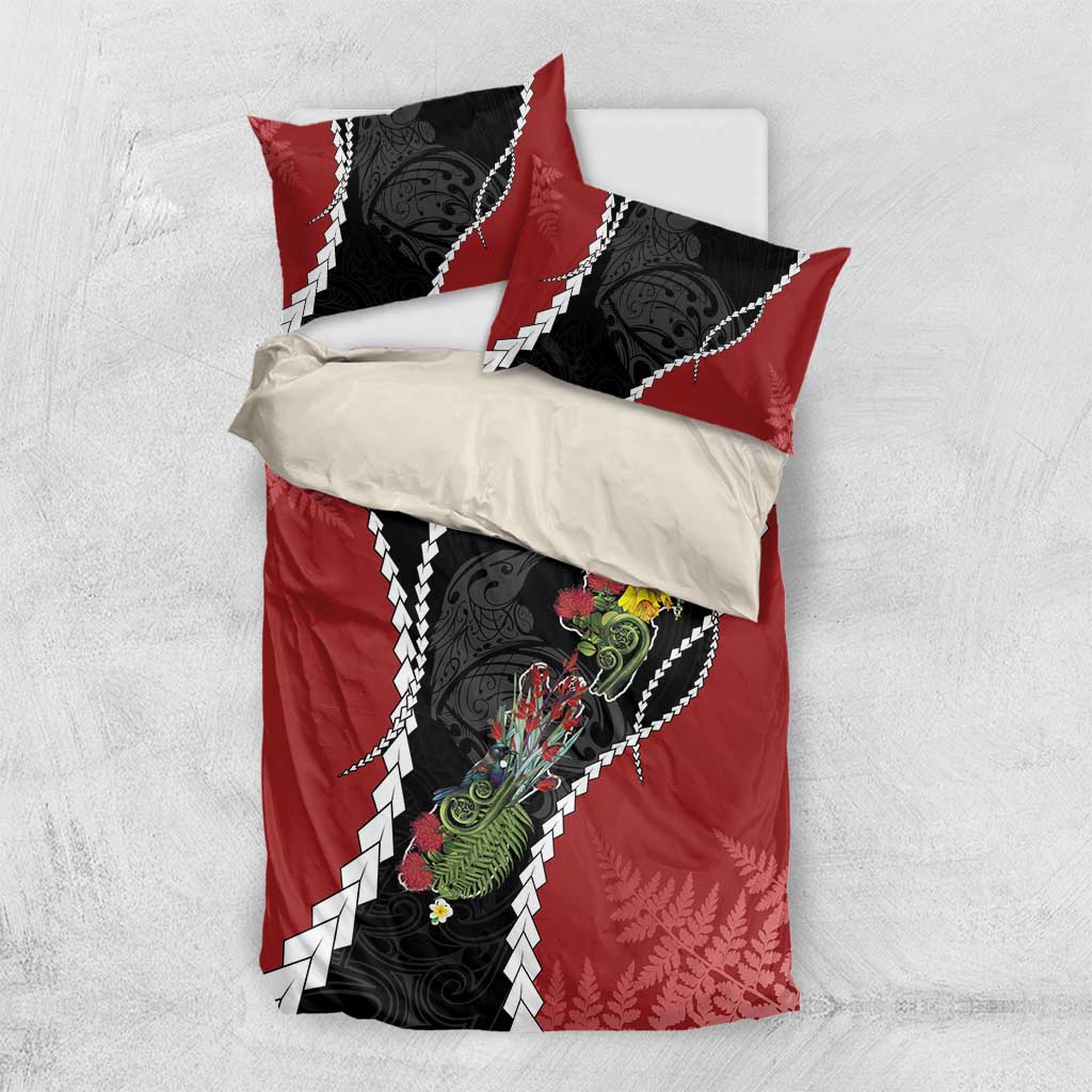 New Zealand Christmas Bedding Set Flora Map with Birds - Vibe Hoodie