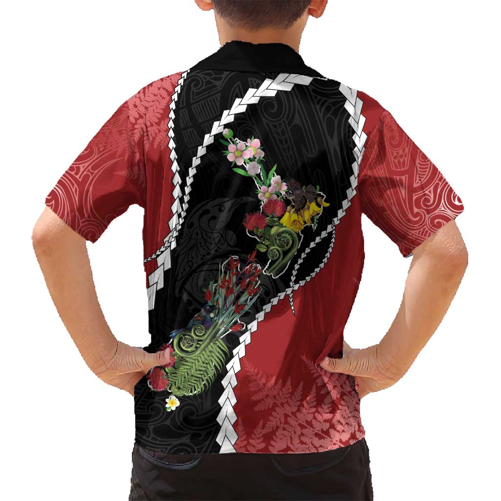 New Zealand Christmas Family Matching Long Sleeve Bodycon Dress and Hawaiian Shirt Flora Map with Birds - Vibe Hoodie