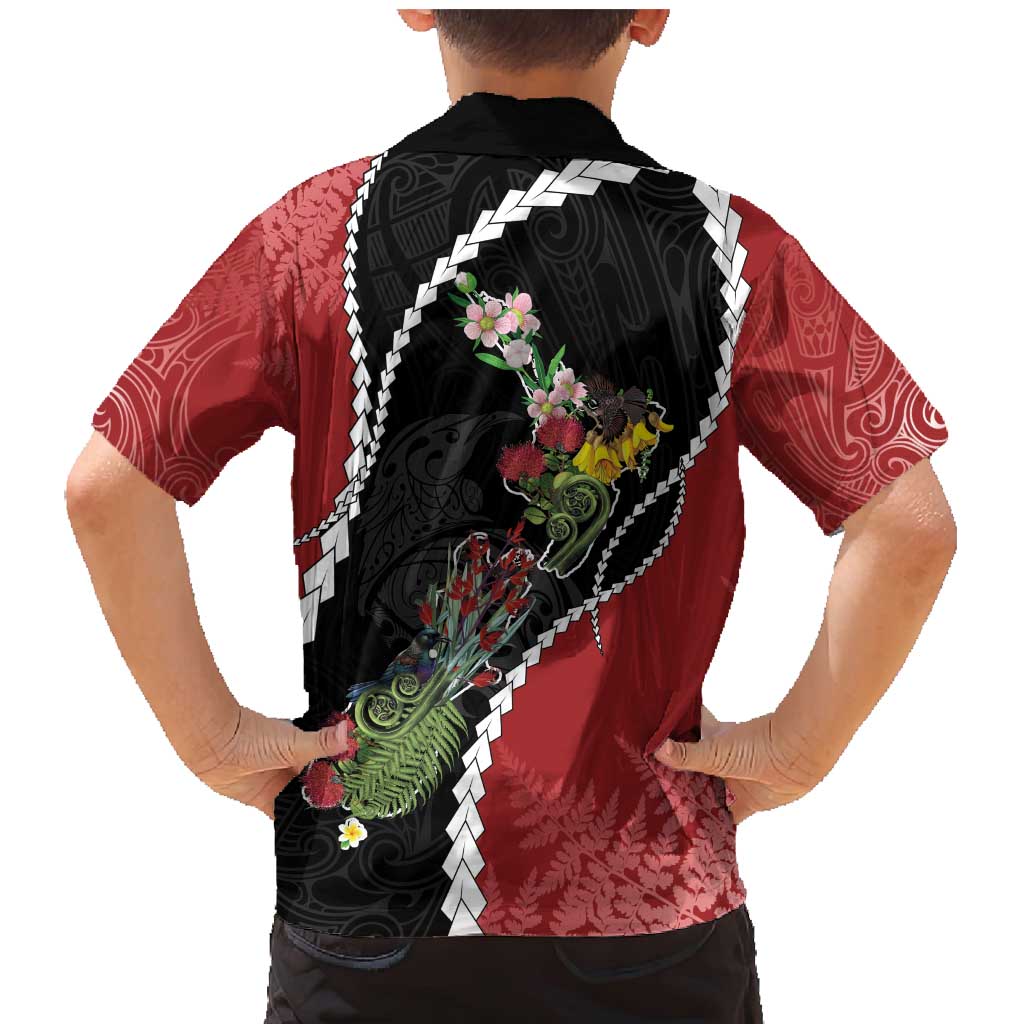 New Zealand Christmas Family Matching Mermaid Dress and Hawaiian Shirt Flora Map with Birds - Vibe Hoodie