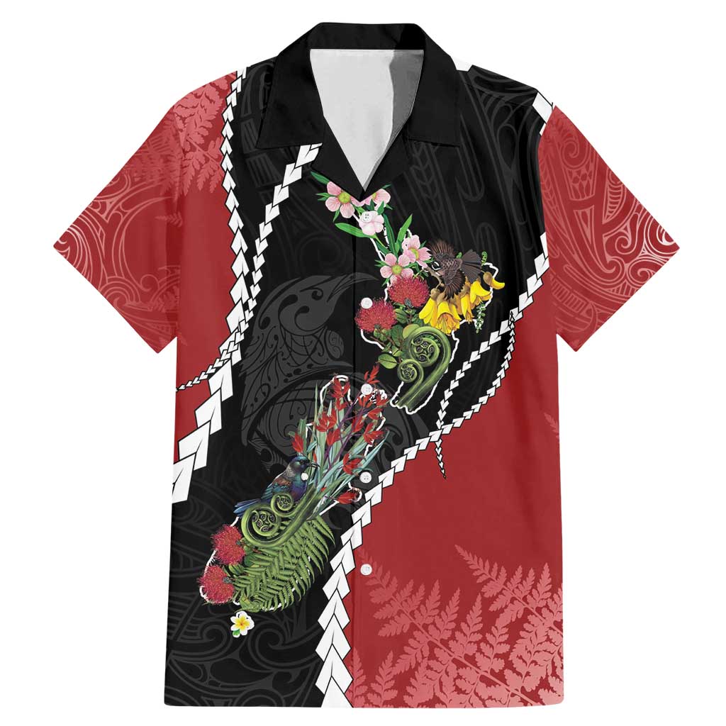New Zealand Christmas Family Matching Mermaid Dress and Hawaiian Shirt Flora Map with Birds - Vibe Hoodie