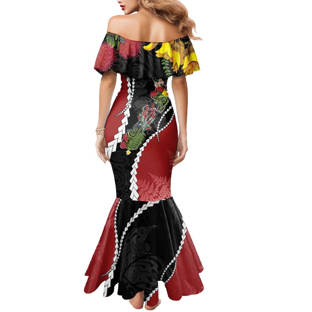 New Zealand Christmas Family Matching Mermaid Dress and Hawaiian Shirt Flora Map with Birds - Vibe Hoodie