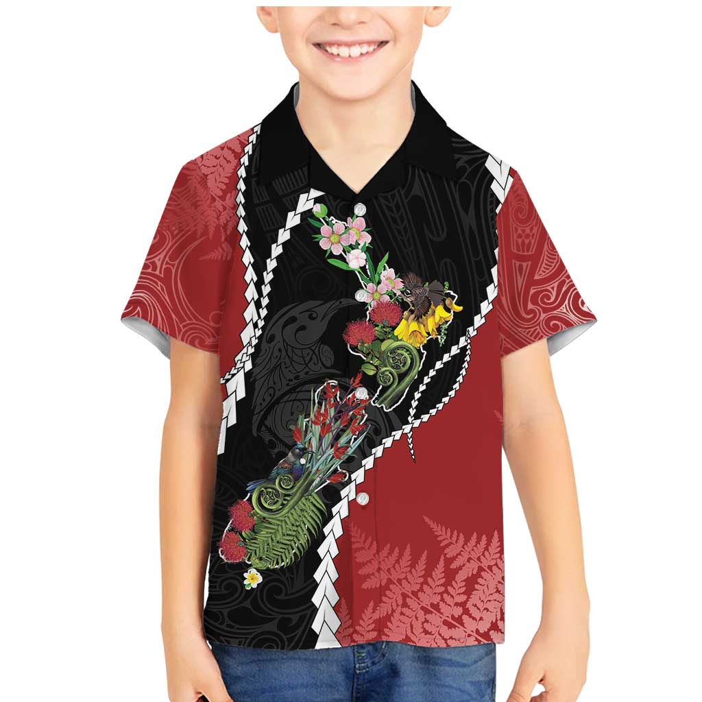 New Zealand Christmas Family Matching Mermaid Dress and Hawaiian Shirt Flora Map with Birds - Vibe Hoodie