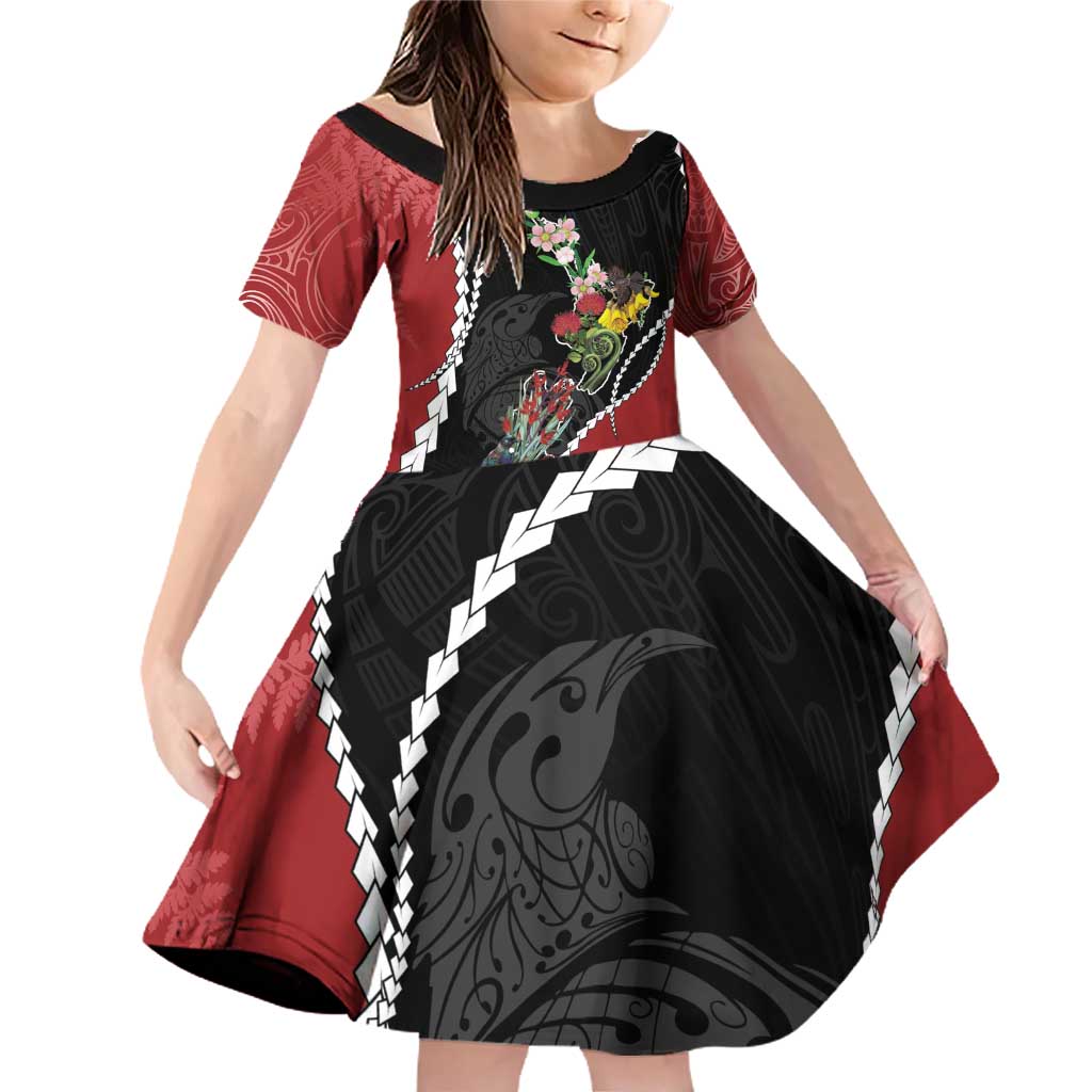 New Zealand Christmas Family Matching Off Shoulder Short Dress and Hawaiian Shirt Flora Map with Birds - Vibe Hoodie