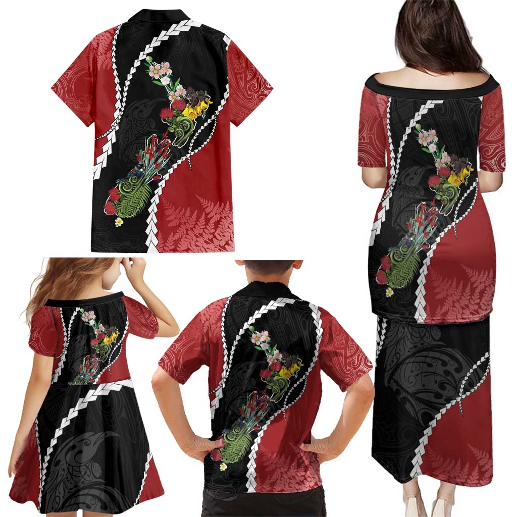 New Zealand Christmas Family Matching Puletasi and Hawaiian Shirt Flora Map with Birds - Vibe Hoodie
