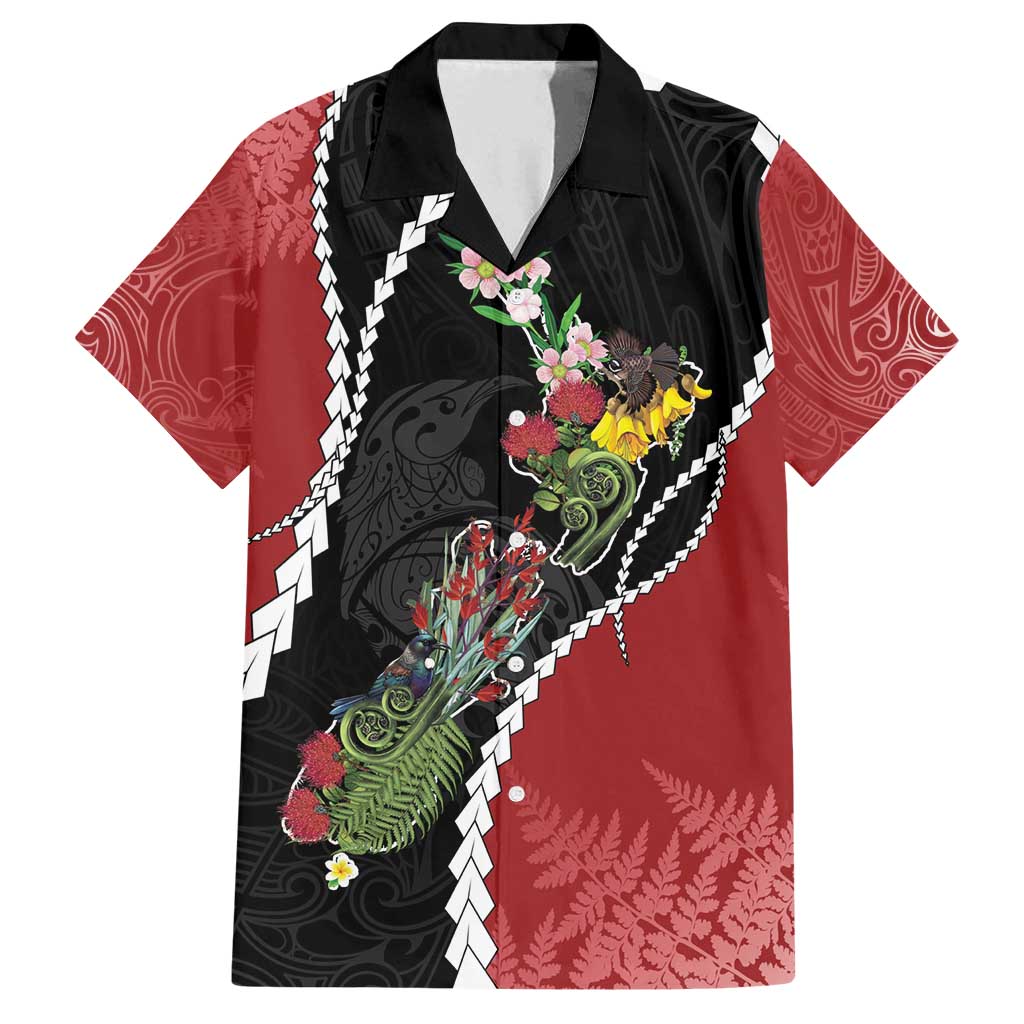 New Zealand Christmas Family Matching Puletasi and Hawaiian Shirt Flora Map with Birds - Vibe Hoodie