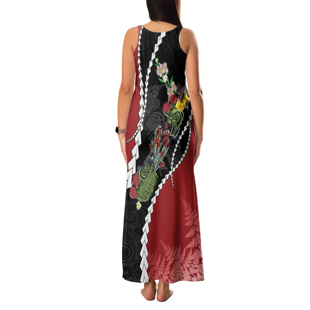 New Zealand Christmas Family Matching Tank Maxi Dress and Hawaiian Shirt Flora Map with Birds - Vibe Hoodie