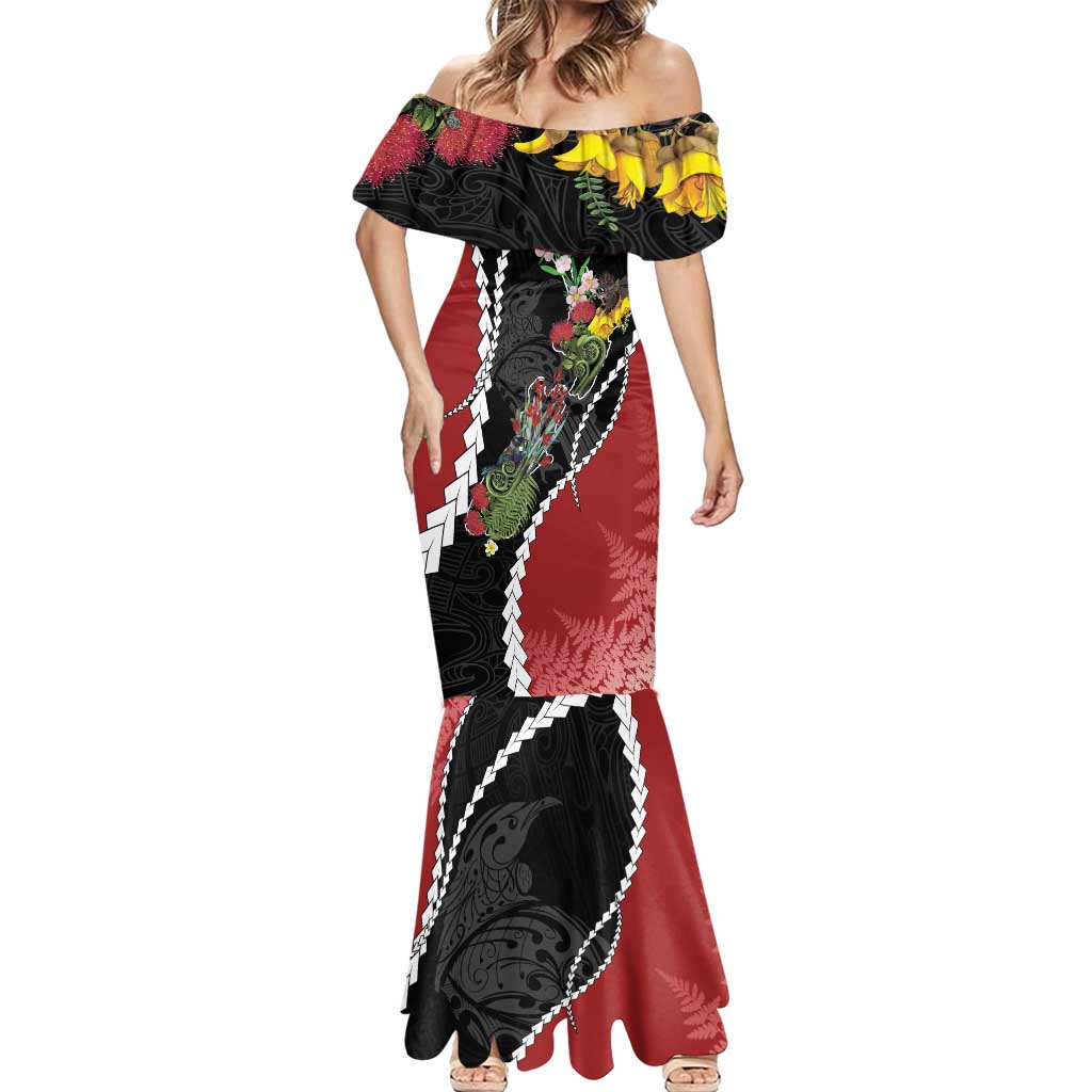 New Zealand Christmas Mermaid Dress Flora Map with Birds - Vibe Hoodie